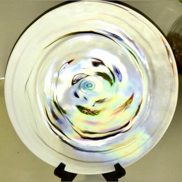 YALOS CASA MURANO Signed Acid Etched Millefiori Swirl Art Glass Charger Plate - Picture 2 of 10